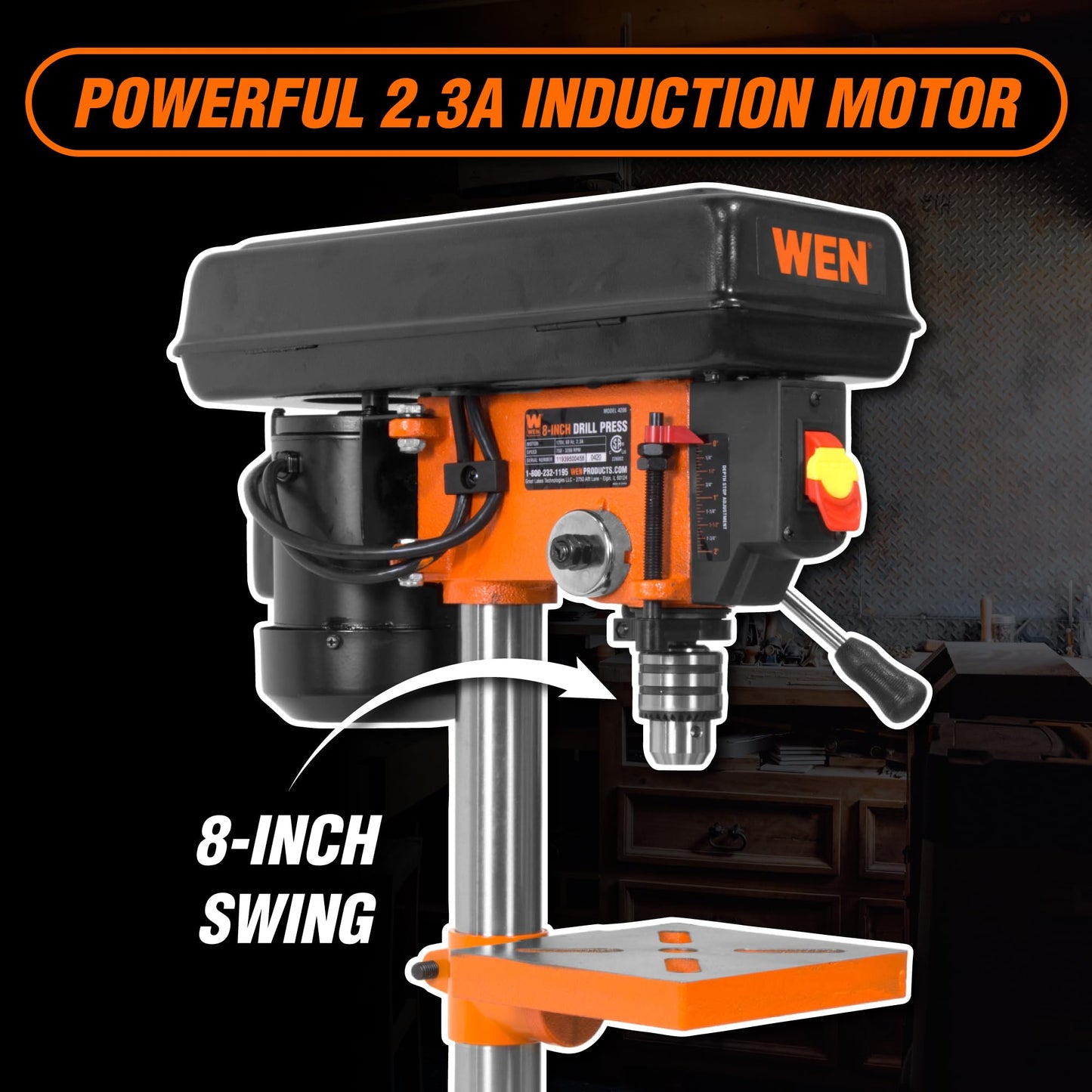 WEN 2.3-Amp 8-Inch 5-Speed Cast Iron Benchtop Drill Press (4206T)