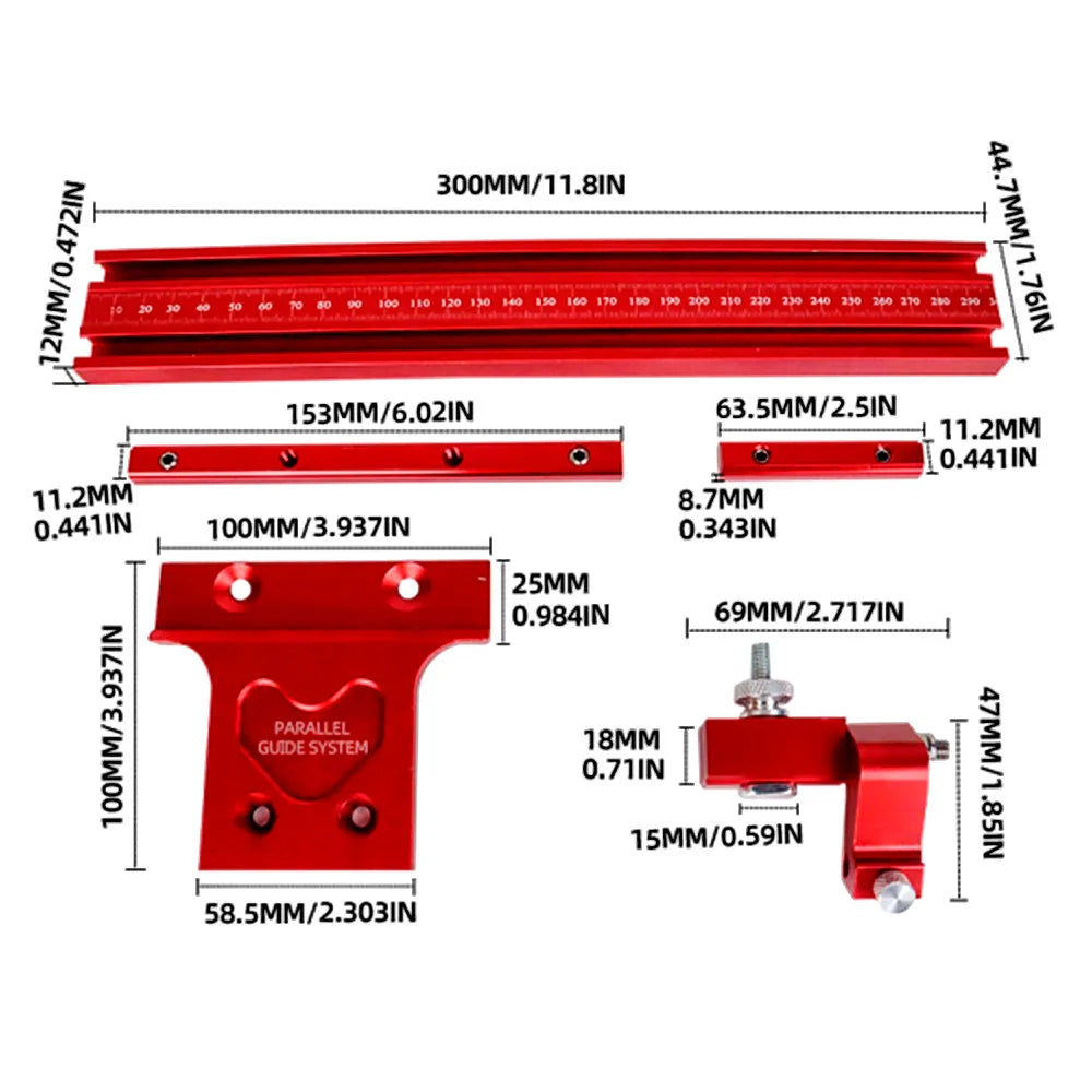 Parallel Rail Guide System Aluminium Alloy Circular Saw Track Set Fixed Guide Rail Bracket for Track Saw Repeatable Cuts